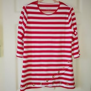 Ultra Softs Red and White Stripe Tunic Size Medium